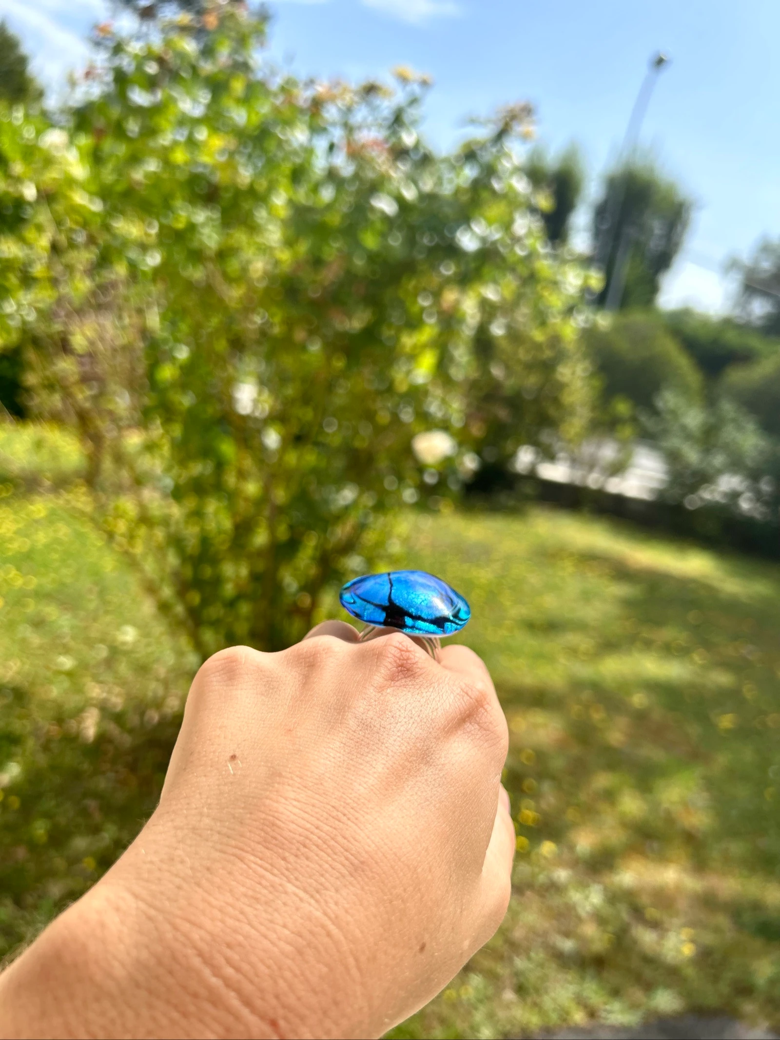Anel turquesa em vidro soprado de Murano – photo 10